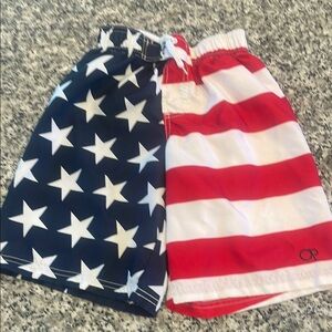 OP Red and Blue Patriotic Shorts Elastic Waistband
